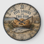 Five Loaves and Two Fish Bible Christ Grote Klok (Voorkant)