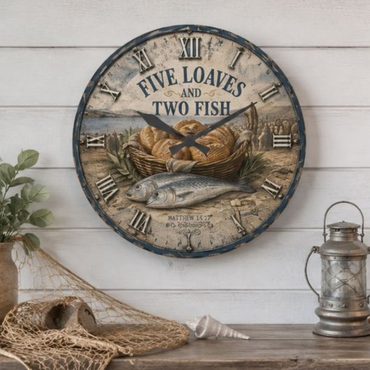 Five Loaves and Two Fish Bible Christ Grote Klok