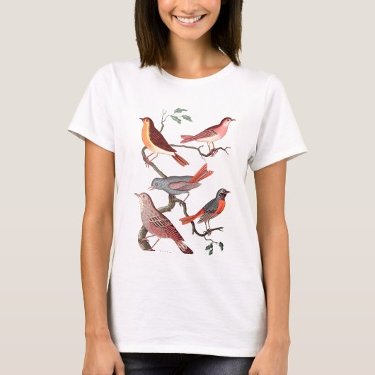 Five lovely vintage birds t-shirt (Voorkant)