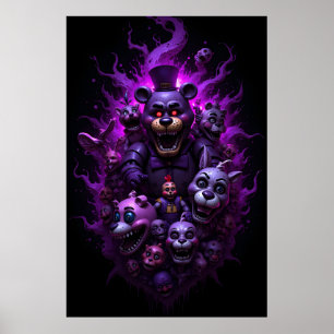 Five Nights at Freddys Animatronics met Paars Poster