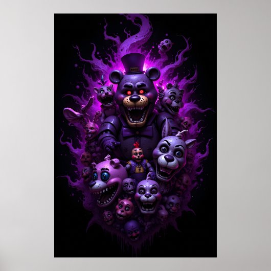 Five Nights at Freddys Animatronics met Paars Poster (Voorkant)