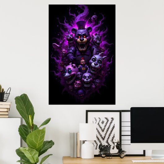 Five Nights at Freddys Animatronics with Purple Poster (Thuiskantoor)