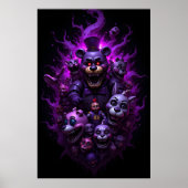 Five Nights at Freddys Animatronics with Purple Poster (Voorkant)
