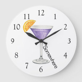 Five O'Clock Somewhere Purple Martini Large Clock Grote Klok