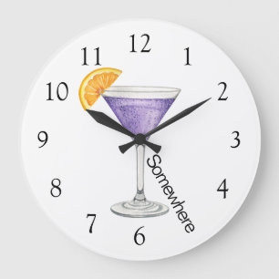 Five O'Clock Somewhere Purple Martini Large Clock Grote Klok
