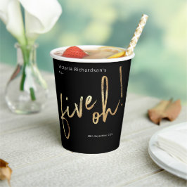 Five Oh Black Gold Foil 50ste verjaardagsfeestje Papieren Bekers