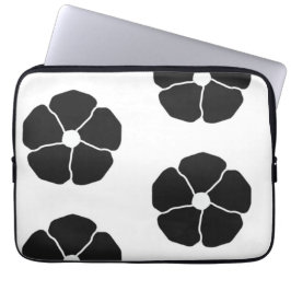 Five-Petal Black Flower Laptop Sleeve