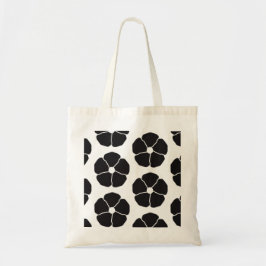 Five-Petal Black Flower Tote Bag
