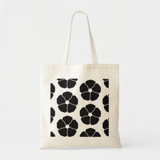 Five-Petal Black Flower Tote Bag (Voorkant)