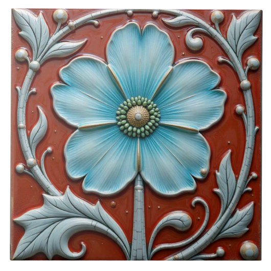 Five Petal Sky Blue Flower Tegeltje (Voorkant)