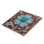 Five Petal Sky Blue Flower Tegeltje (Zijkant)