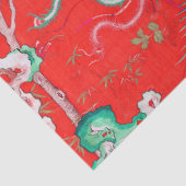 Five Phoenixes in Garden Chinese Red Floral  Tissuepapier (Detail)