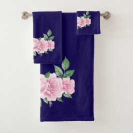 Five Pink Roses Bad Handdoek