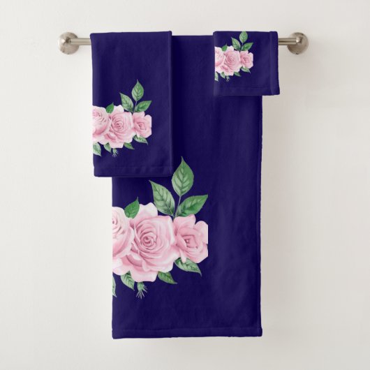 Five Pink Roses Bad Handdoek (Insitu)