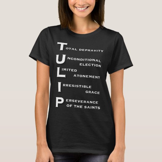 Five Points of Calvinism TULIP Acronym Christian G T-shirt (Voorkant)