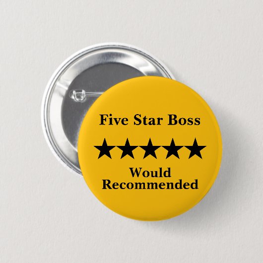 Five Star Boss Button Badge Recommended (Voorkant /achterkant)