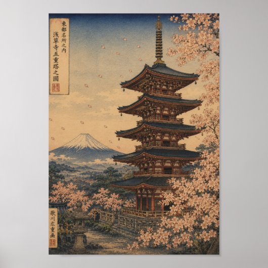 Five-Storied Pagoda in Spring Poster (Voorkant)