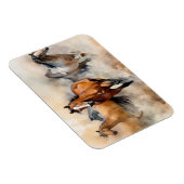 "Five Wild Mustangs" Stoffige Westerne aquarel Magneet (Rechterzijde)
