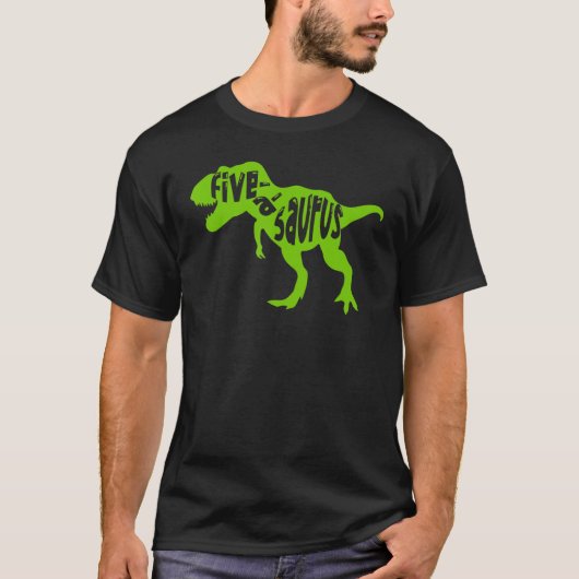 Fiveasaurus Birthday Dinosaur 5e verjaardag voor K T-shirt (Voorkant)