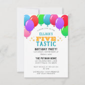 FIVEtastic 5th Birthday Balloon Banner Blauw Kaart (Voorkant)