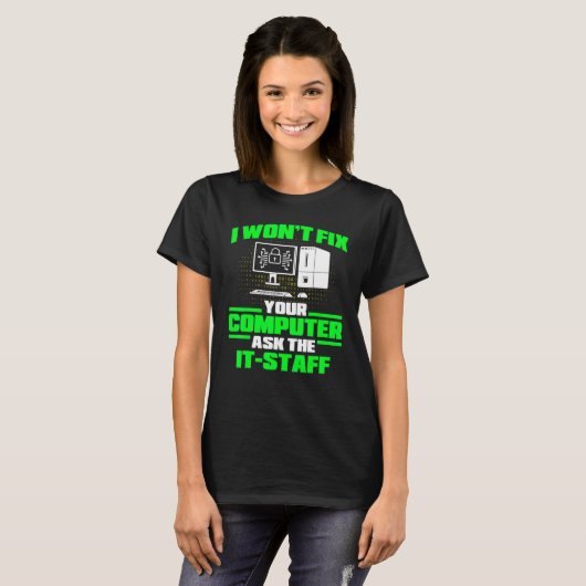 Fix Computer Ask It Staff Cyber Warrior & Security T-shirt (Voorkant volledig)