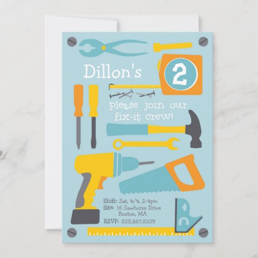 Fix-it Crew Verjaardagsfeestje Uitnodiging (Voorkant)