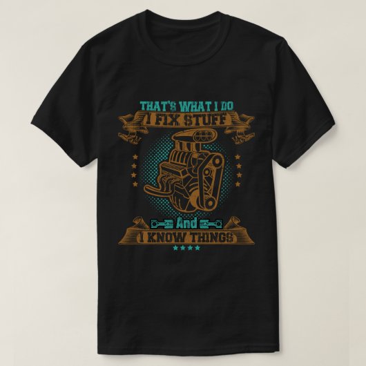 Fix Stuff Mechanic Vintage Engine Tee T-shirt (Design voorkant)