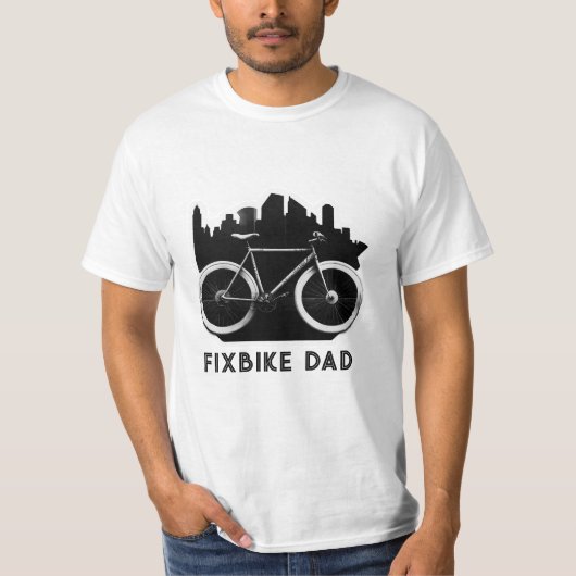 Fixbike Pa. Zwarte fiets voor vaders. Fietserrider T-shirt (Voorkant)