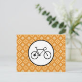 Fixie Bike Fixed Gear Bicycle op Oranje patroon Briefkaart (Staand voorkant)