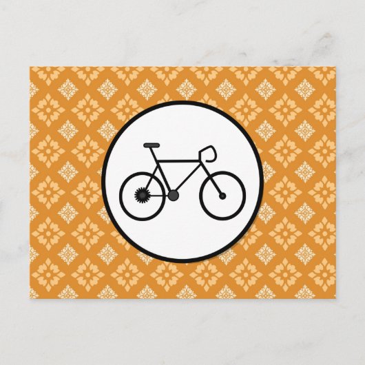 Fixie Bike Fixed Gear Bicycle op Oranje patroon Briefkaart (Voorkant)
