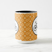 Fixie Bike Fixed Gear Bicycle op Oranje patroon Mok (Midden)