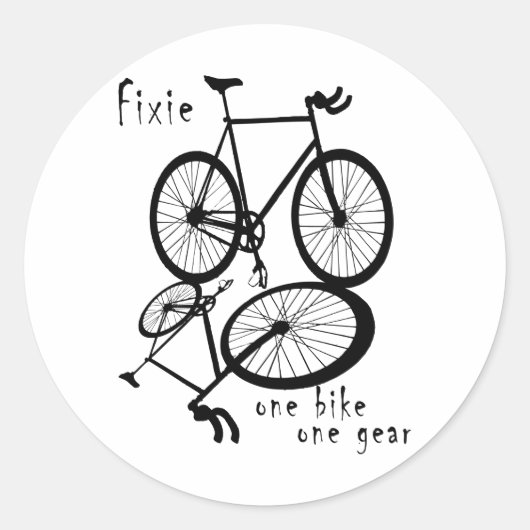 Fixie - één fiets één versnelling ronde sticker (Voorkant)