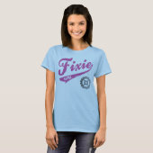 Fixie Girl, Bike design roze/grijs T-shirt (Voorkant volledig)