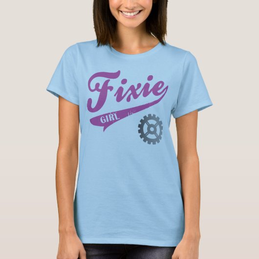 Fixie Girl, Bike design roze/grijs T-shirt (Voorkant)