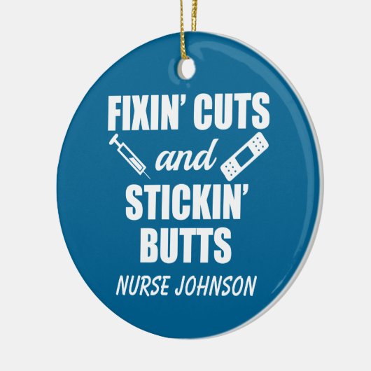 Fixin' Cuts and Stickin' Butts grappenverpleegster Keramisch Ornament (Links)