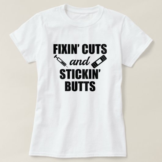 Fixin-Cuts en Stickin-Butts grappig shirt (Design voorkant)