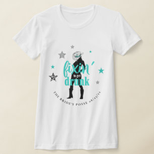 Fixin' The Posse Disco Bachelorette Blauwgroen ID9 T-shirt