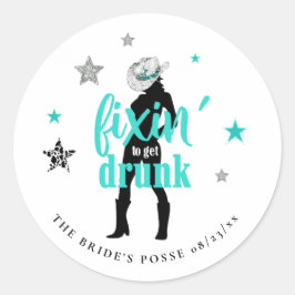 Fixin' The Posse Disco Bachelorette Teal ID925 Ronde Sticker