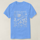Fixoloog Carpenter Carpentry Tools gegeten T-shirt (Design voorkant)