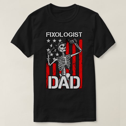 Fixoloog Dad Skeleton USA Flag Woodworking Carpe T-shirt (Design voorkant)