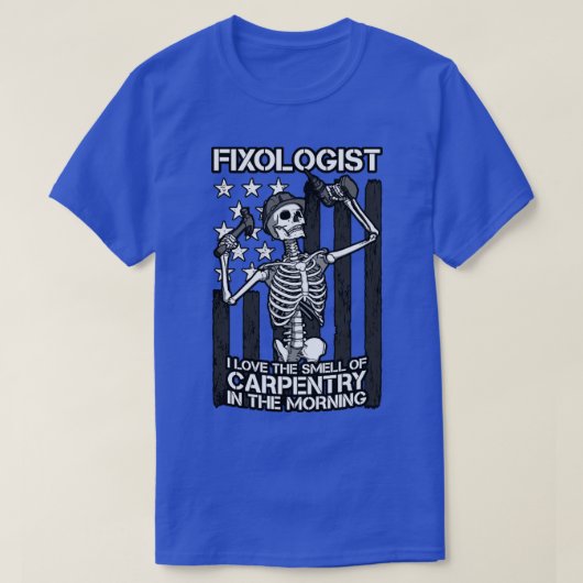 Fixoloog Gothic Skeleton USA Flag Woodworking Ca T-shirt (Design voorkant)