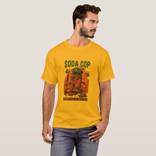 Fizz Force Soda Cop T-Shirt – Funny Retro (Voorkant volledig)