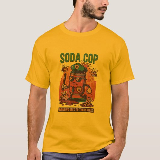 Fizz Force Soda Cop T-Shirt – Funny Retro (Voorkant)