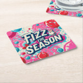 Fizz the Season Playful Christmas Coaster Kartonnen Onderzetters (Schuin)
