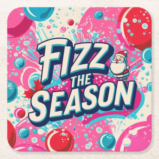 Fizz the Season Playful Christmas Coaster Kartonnen Onderzetters (Voorkant)
