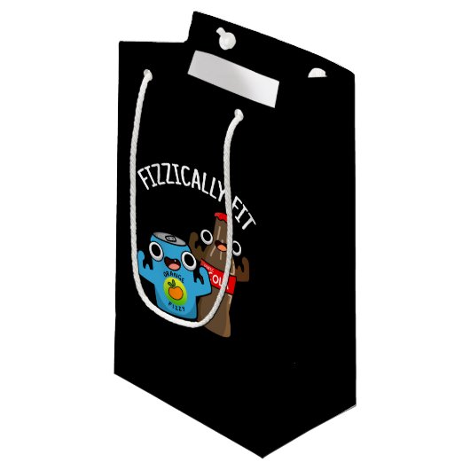 Fizzic Fit Funny Fizzy Cola Pun Dark BG Klein Cadeauzakje (Voorkant Gekanteld)