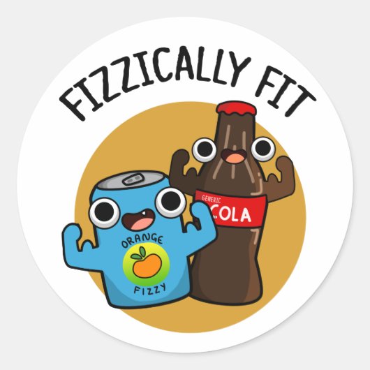 Fizzic Fit Funny Fizzy Cola Pun Ronde Sticker (Voorkant)