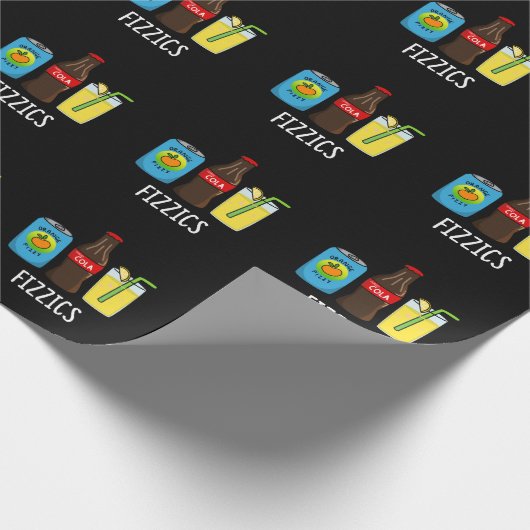Fizzics Funny Fizzy Cola Drink Pun Dark BG Cadeaupapier (Hoek)