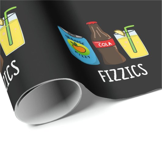 Fizzics Funny Fizzy Cola Drink Pun Dark BG Cadeaupapier (Rol Hoek)