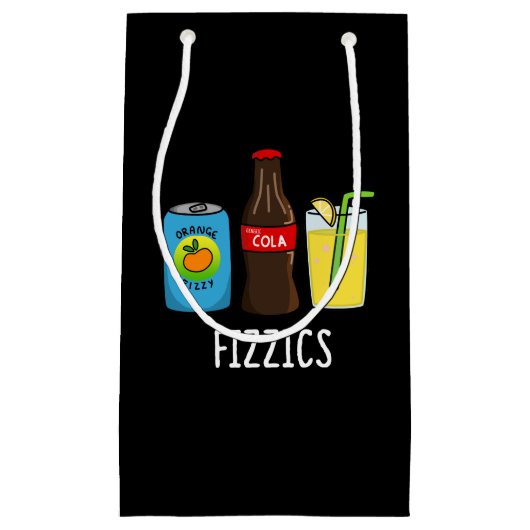Fizzics Funny Fizzy Cola Drink Pun Dark BG Klein Cadeauzakje (Voorkant)